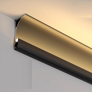 SDW805 Kit de moulage de lumière <span class=keywords><strong>LED</strong></span> pour plafonds suspendus, profilé en aluminium à canal <span class=keywords><strong>LED</strong></span> pour moule couronne, garniture de lumière Cornice Cove noir - Product Image 1