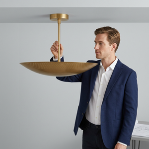 Plafonnier rond en laiton contemporain, décoration intérieure moderne, luminaire pour salon - Product Image 1