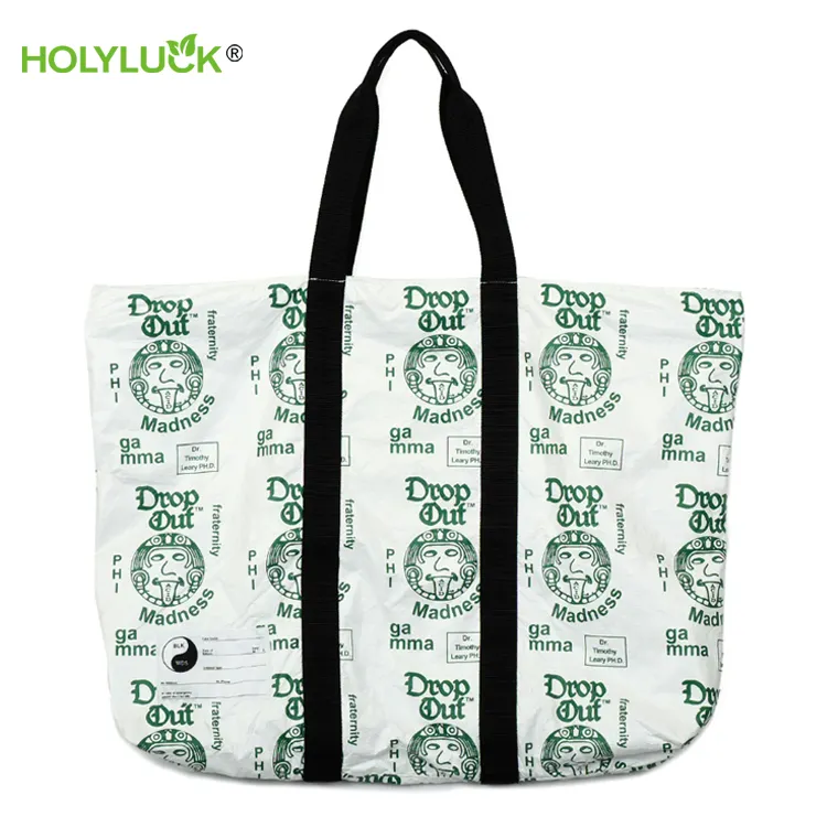 Tecido especial reciclado tyvek dupont papel praia dobrável sacos de compras dia tripper tyvek sacola reversível com bolso interno