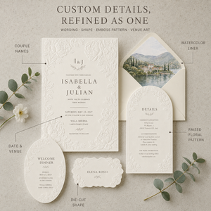 Cartoline di Nozze di Lusso con Motivi Floreali in Rilievo, Bordo a Peonia in Rilievo Cieco, Biglietti Informativi per Matrimonio Personalizzati con Taglio Sagomato - Product Image 5