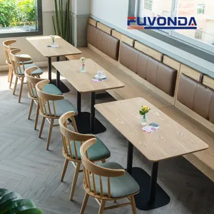 Meubles de restaurant de restauration rapide de style nordique café banquette restaurant table et chaise d'intérieur canapé de cabine