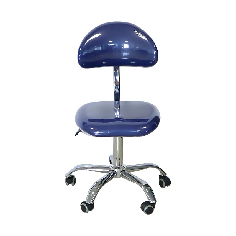 Mooie Blauwe Kleur Tandarts Medische Ergonomische Kruk Tandheelkundige Assistent Kruk Voor Kliniek Met Plating Benen Wiel Voor Tandartsstoel