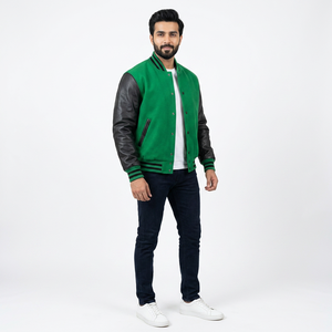 Chaqueta universitaria estilo béisbol con logo personalizado para otoño/invierno, tipo Letterman, con parches de chenilla personalizados. - Product Image 1