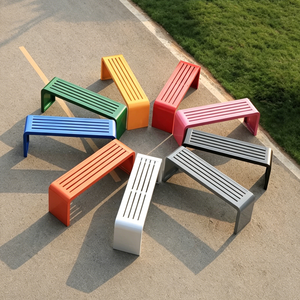 Panchina Moderna Minimalista in Acciaio Zincato per Parchi, Arredo Urbano per Esterni, Seduta a U per Piazze Pubbliche e Centri Commerciali - Product Image 2