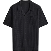 Sommer Neue Mode Atmungsaktiver Gestreifter Knopf-Cardigan mit Halbarm und Umlegekragen Lässiger Lockerer Herren-Pullover