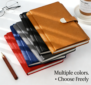 สมุดโน้ตปกหนัง PU ลายลินินขนาด A5 พร้อมตัวล็อค ปั๊มโลโก้ ปกอ่อน สำหรับธุรกิจ ออฟฟิศ และการประชุม - Product Image 3