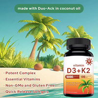 VitaHall Vitamine D3 K2 5000 UI Complément alimentaire de vitamine D pour le soutien de la santé des os, des dents, des muscles et du système immunitaire