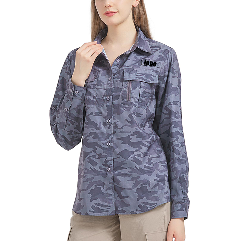 Custom Women's Plus Size UPF 50 Long Sleeve Waterproof Breathable UV Sun Protection Quick Dry Fishing Shirt Outdoor Hiking