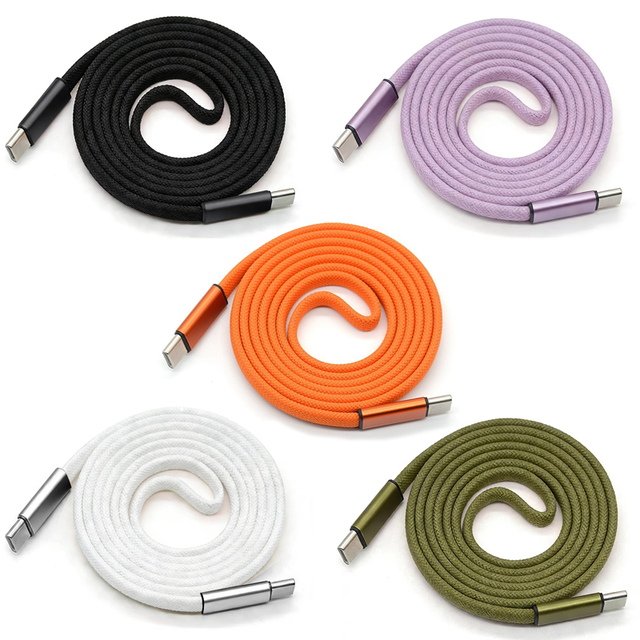 New Flat 240W Magnetic Retractable USB-C Nylon Braided Jacket 480Mbps Fast Charging Auto Storage Data Cable for Mobile Phone