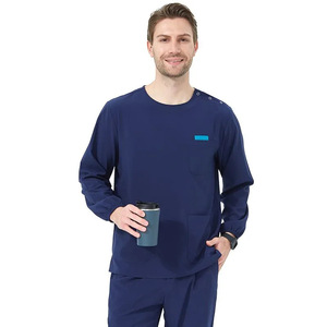 Nouveaux Scrubs Médicaux Unisexe Vert Clair à Manches Longues (Ensembles de Scrubs) <span class=keywords><strong>avec</strong></span> Détection d'Aiguille pour Usage Hospitalier <span class=keywords><strong>en</strong></span> Dentisterie, Spa et Soins Infirmiers - Product Image 3