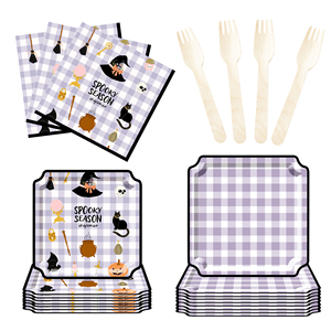 DAMAI Halloween Party Supplies Party Disposable Tableware Set Birthday Favor for Halloween Party Halloween Paper Plates Napkins - Product Image 4