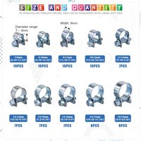 Kit d'assortiment de 84 colliers de serrage miniatures de 10 tailles pour tuyaux d'injection de carburant diesel et essence