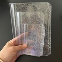 Glosense A5 A6 A7 Bolsillos para Carpeta, Bolsas con Cremallera de PVC con Purpurina, Bolsillos Dobles, Sobres para Dinero, Sobres para Presupuesto, Bolsa para Documentos