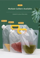Transparante staande pouch met tuit 1,5L~5L, zak met gravureprint voor granen, ontbijtgranen, noten, gedroogd fruit & fruitpulp