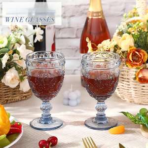 Verres à vin bleus <span class=keywords><strong>champagne</strong></span>, gobelets vintage, verres à eau et à jus colorés en relief – Vente en gros pour mariages et fêtes, best-seller - Product Image 2