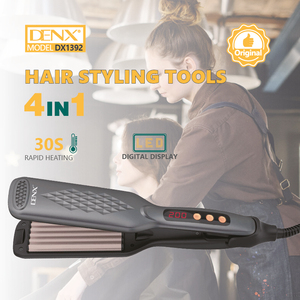 DENX---DX1392 Lisseur de cheveux 4 en 1 PET <span class=keywords><strong>PPA</strong></span> 75W 100-240V Préchauffage 30S 140°C ℃   160 ℃   180 ℃   200 ℃   Plaque de vitrocéramique à ions négatifs avec écran LED - Product Image 2