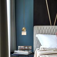 Luminaire suspendu moderne en albâtre LED, simple, en marbre, pour chambre à coucher, chevet