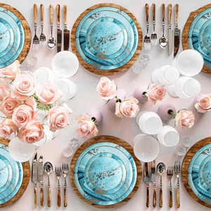 The Milky Way Simmulation Gold Rim Porcelain Ceramics Tableware Modern Style Blue Luxury Wedding the Milky Wayl <b>Dinnerware</b> <b>Sets</b> - Product Image 5
