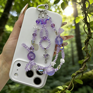 Chaîne de téléphone portable universelle détachable personnalisable avec perles en cristal et résine, cordon de 15 cm, style Ins, petit design de niche, <span class=keywords><strong>pendentif</strong></span> - Product Image 5