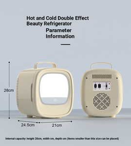 Mini-réfrigérateur portable pour la maison et la voiture avec miroir LED - Réfrigérateur de beauté thermoélectrique à refroidissement/chauffage économe en énergie. - Product Image 1