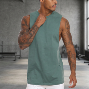 Débardeur de sport décontracté pour homme 100 % coton respirant à capuche pour activités de plein air - Sérigraphie personnalisée en gros - Product Image 3