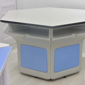 Kim loại hiện đại phòng thí nghiệm hình lục giác sinh viên bàn tùy chỉnh phòng đọc bàn ghế - Product Image 1