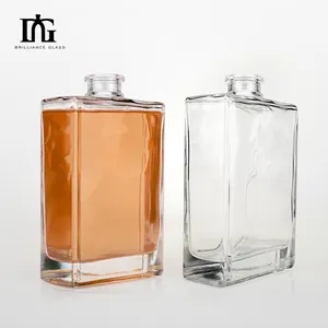 750ml Square Clear Thick Bottom Glass Liquor Spirits Wine Bottle For Vodka Whisky Gin