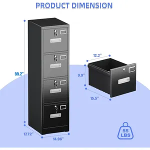 Archivador Metálico Vertical Moderno con 4 Cajones y Cerradura para Oficina y Hogar, Tamaño A4/Legal, con Porta Tarjetas <span class=keywords><strong>de</strong></span> Visita, Origen Estadounidense, Enviado por Correo - Product Image 2