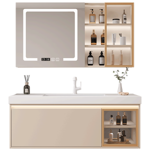 Lujo decoración del hogar lavabo de madera maciza muebles de baño impermeable gabinetes de baño tocador de baño al por mayor - Product Image 1