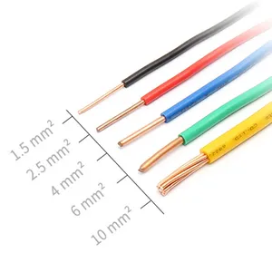 Cable de tierra de cobre sólido, cable eléctrico aislado de pvc, 1,5mm, 2,5mm, 4mm, 6mm