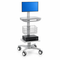 Chariot de surveillance pour salle d'endoscopie avec base roulante à cinq roulettes et panier à accessoires pour l'installation d'appareils de surveillance du patient