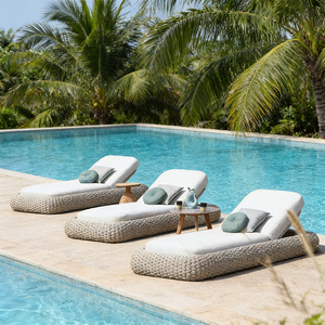 Chaise longue de jardin d'extérieur moderne en <span class=keywords><strong>corde</strong></span> tressée pour la plage, la piscine, le soleil - Product Image 4