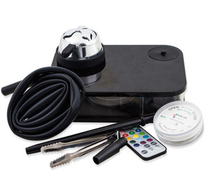Nouveau LED Ensemble Complet Chicha Cachimba Kit Lumineux Nargile Acrylique Narguilé Portable Carré Livre Shisha avec Tuyau En Cuir - Product Image 1
