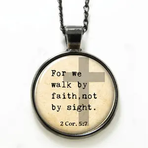 यीशु हार के लिए हम चलना नहीं विश्वास द्वारा दृष्टि हार ग्लास फोटो द्वारा ईसाई गहने हार