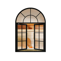 Ventanas Arqueadas Personalizadas Prettyhouse NFRC, Ventanas de Vidrio de Aluminio con Doble Acristalamiento, Insonorizadas, en Blanco y Negro, con Diseño de Rejilla