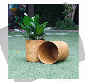 Cesto portaoggetti in tessuto paglierino di colore naturale senza maniglia per l'organizzazione di un soggiorno domestico cesto gioielli e cesto di fiori - Product Image 1