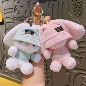 Lindo Llavero de Peluche de Conejo con Orejas Caídas y Gorro, Colgante Suave y Esponjoso para Decoración de Bolsos y Regalos para Niños - Product Image 2