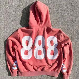 Alta calidad Casual Patchwork 100% algodón peso pesado de gran tamaño hombres Streetwear personalizar Sudadera con capucha - Product Image 2