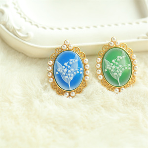 Broche pendentif en argent S925 plaqué or 18 carats avec agate incrustée, style antique, modèle Carme Ollin - Product Image 2