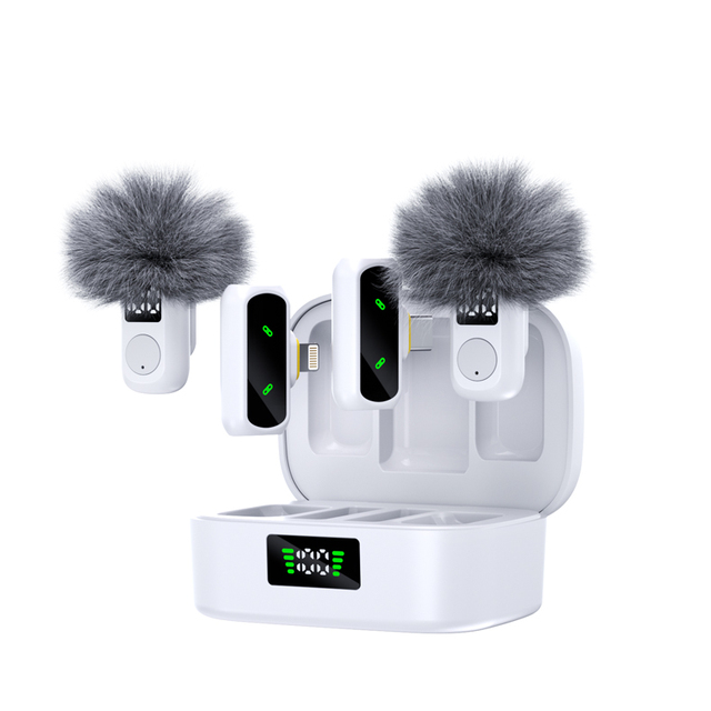 2026 AI Noise Reduction Recording 2 Mic 2 Receiver Digital Display Mini Wireless Omni-directional Lavalier Microphone QY88