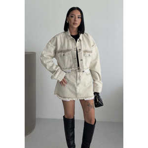 <b>Mini</b> Kot Etek Women's Denim <b>Skirts</b> <b>Mini</b> Faux <b>Leather</b> <b>Mini</b> <b>Skirt</b> with Lace Trim Size S-M - Product Image 4