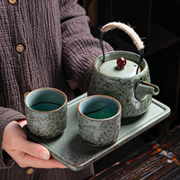 Service à thé en céramique japonais rétro de 200 ml, théière en porcelaine écologique anti-brûlure pour café et boissons