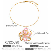 Collier en acier inoxydable SUMMLY avec pendentif fleur creuse et chaîne serpent, collier grande fleur en émail coloré, frais et élégant