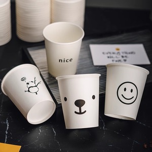Gobelets en papier jetables épais de qualité alimentaire, 100 pièces, gobelet pour boissons chaudes de fête, forme cylindrique - Product Image 2