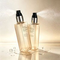 Flacon pulvérisateur cosmétique rectangulaire en PETG ambré avec pompe, pour brume fixatrice, conteneur de 120 ml, emballage pour soins de la peau