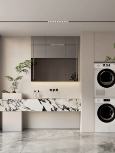 <span class=keywords><strong>Mueble</strong></span> de Baño Blanco Personalizado para Balcón, Impermeable, con Lavabo, Moderno y Sencillo, de Acero Inoxidable, con <span class=keywords><strong>Lavadora</strong></span> - Product Image 2