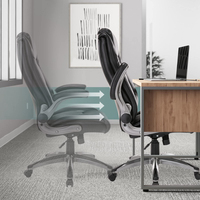 Fauteuil de bureau ergonomique inclinable avec appui-tête, support lombaire, accoudoirs réglables, dossier haut, durable, moderne, pivotant pour réunions