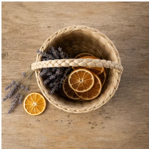 Natural Water Hyacinth Woven Storage Basket with Braided Handle Decorative Organizer <b>Bin</b> for Fruits Flowers Home Decor - Product Image 3