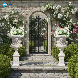 Coppia di <span class=keywords><strong>Statue</strong></span> <span class=keywords><strong>da</strong></span> <span class=keywords><strong>Giardino</strong></span> in Marmo Bianco Scolpite a Mano, Vasi Decorativi Classici per Villa e <span class=keywords><strong>Giardino</strong></span> in Stile Europeo - Product Image 1