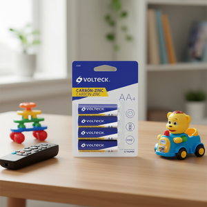 Piles au zinc-carbone AA Volteck, lot de 4, cellules au zinc-carbone pour l'électronique grand public, emballage blister, modèle ZI-AA - Product Image 2